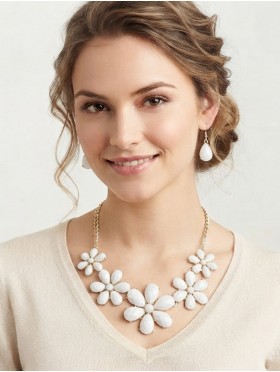 FLORAL STATEMENT NECKLACE AND EARRING SET